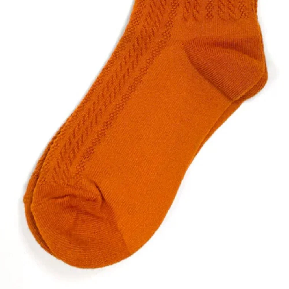 NWT Jane Ribbed Orange Ruffle Crew Socks